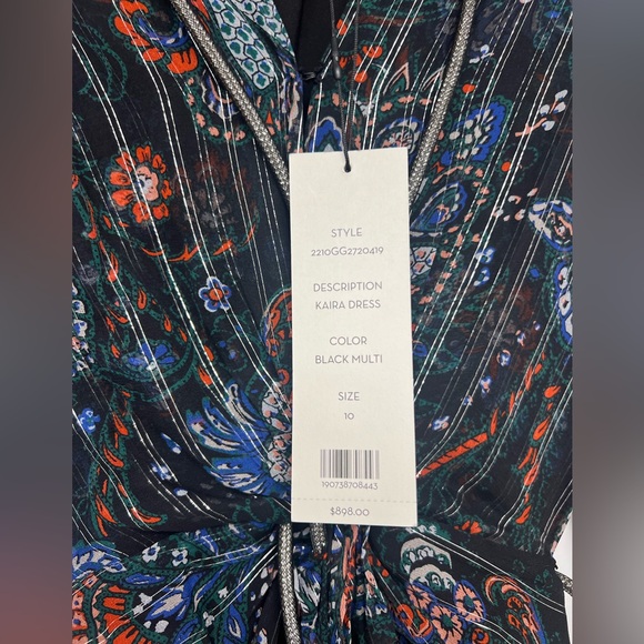 Veronica Beard Kaira metallic printed silk-blend chiffon maxi dress size 10 - Picture 11 of 16